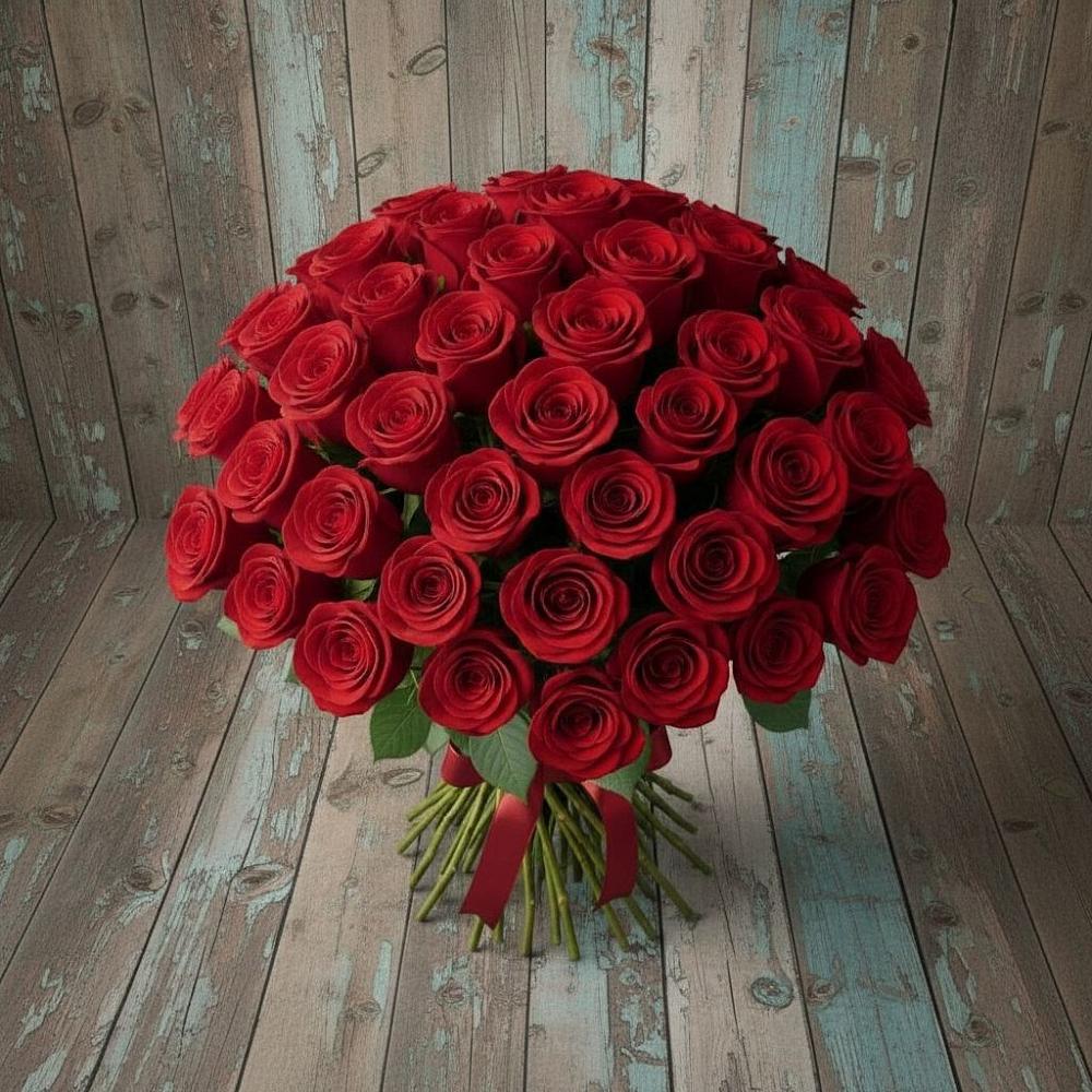 Букет 55 Красных роз Фридом в Давыдково