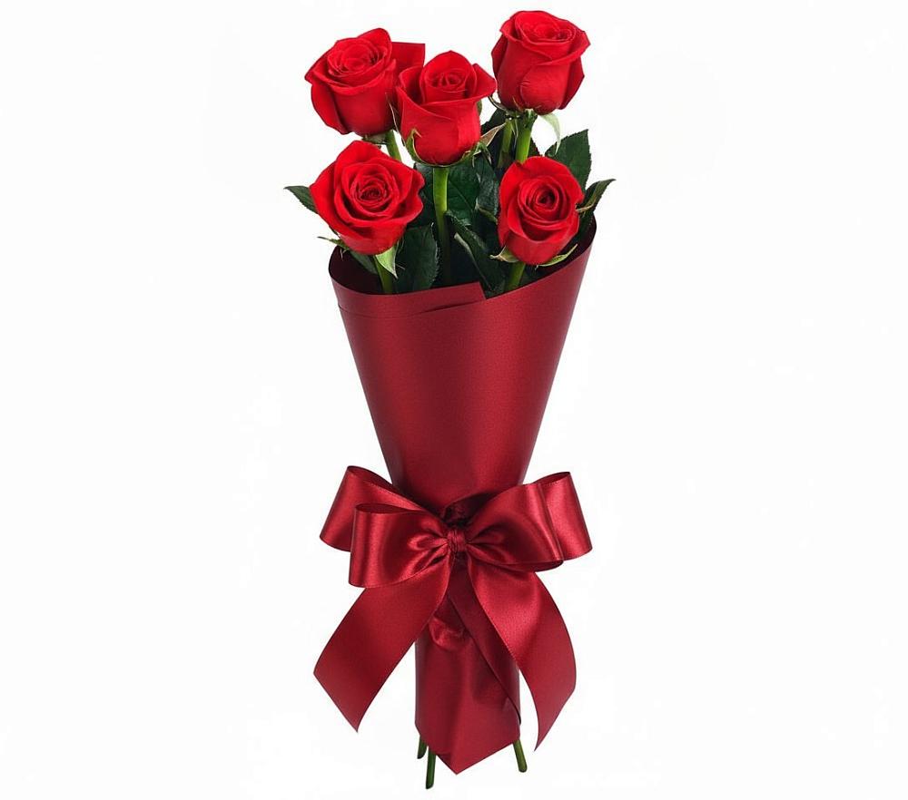 Букет 5 Красных роз Эдлесс Лав в Давыдково