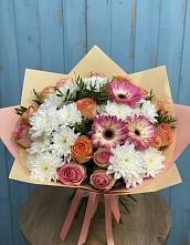 Букет цветов из:  Розы, Герберы и Хризантемы в Давыдково