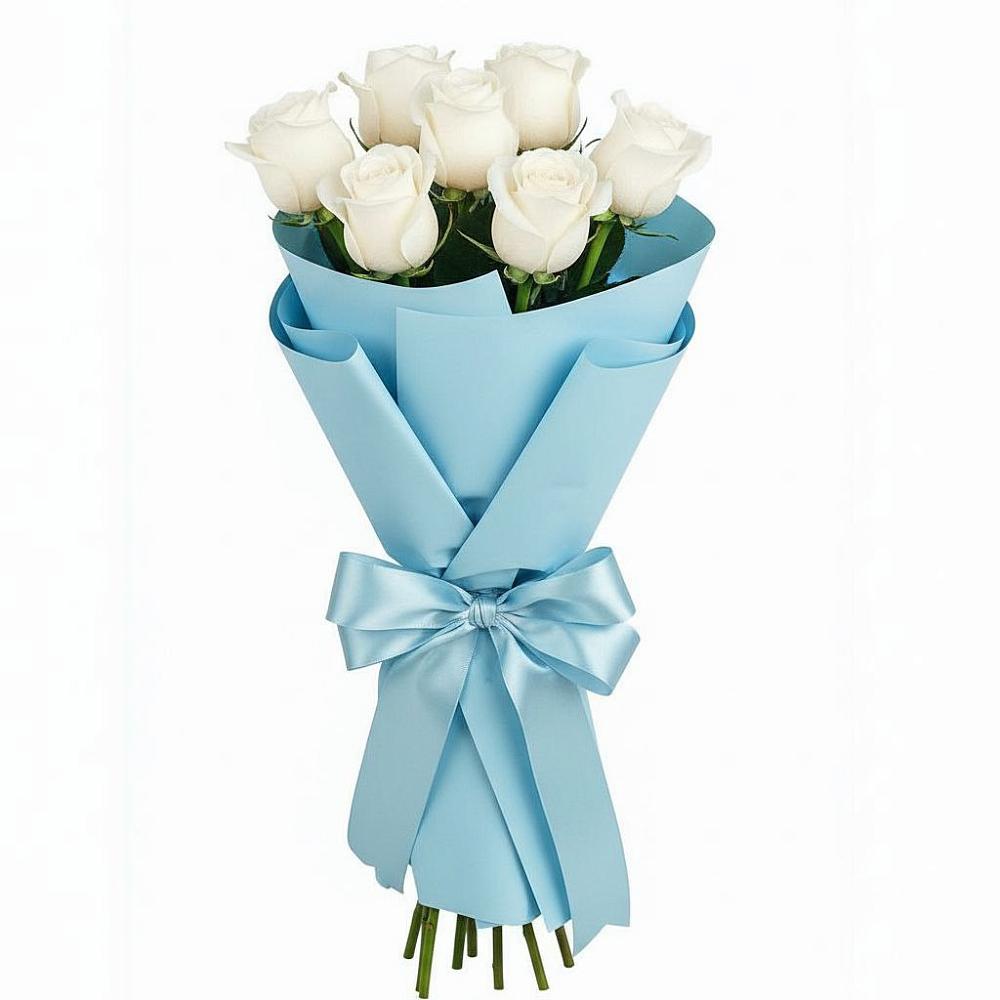 Букет 7 белых роз Проуд в Давыдково