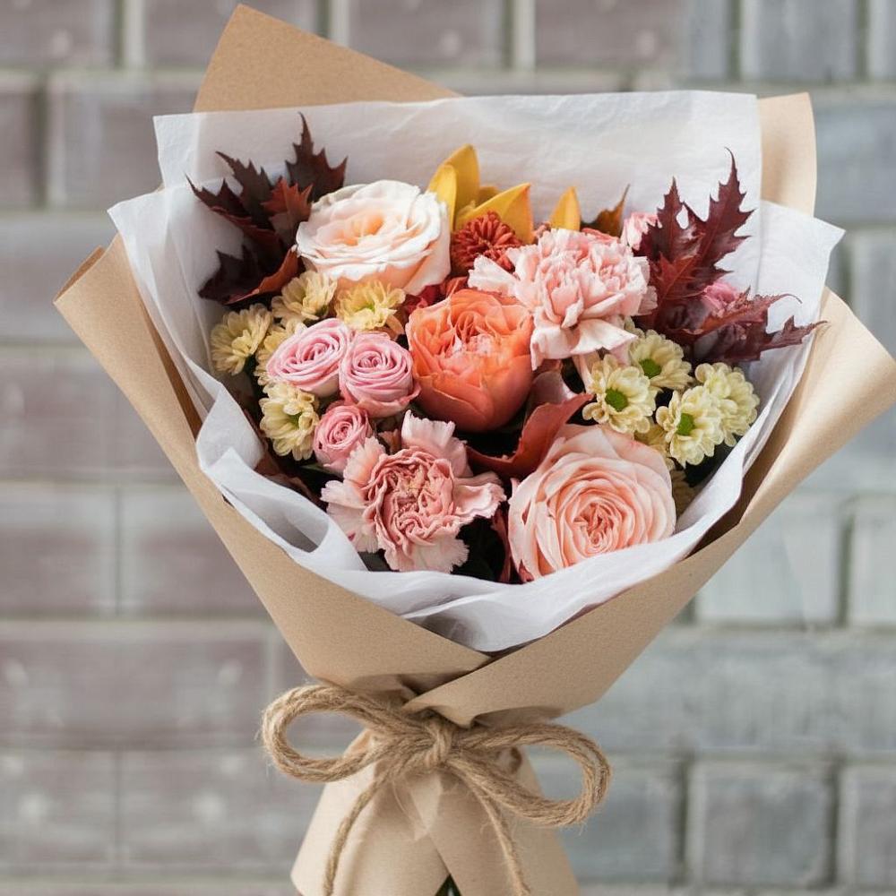 Букет цветов из: Гвоздики, Хризантемы и Розы в Давыдково