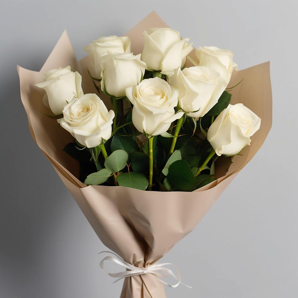 Букет 9 Белых роз Эдлесс Лав в Давыдково