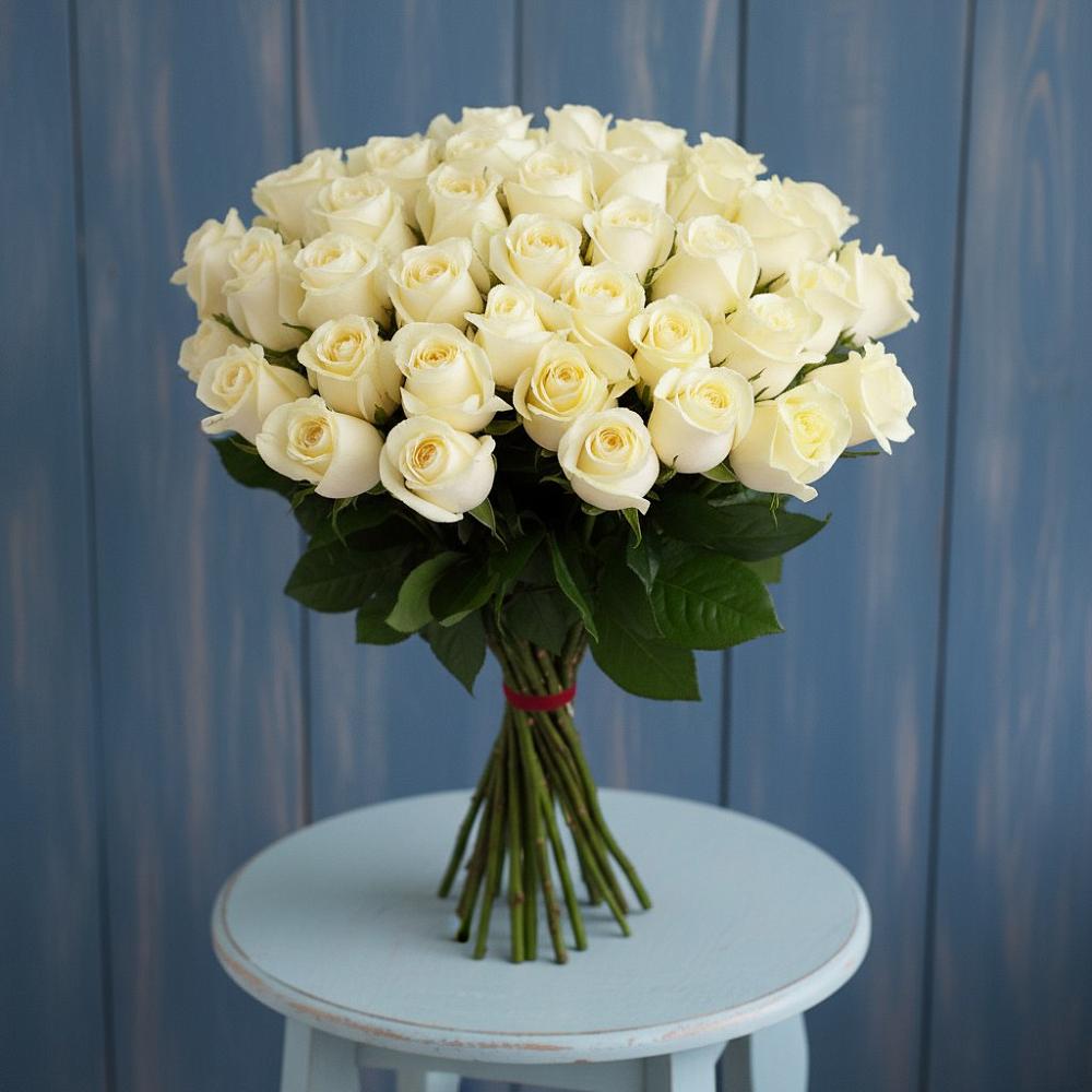 Букет 51 Белая роза Эдлесс Лав в Давыдково