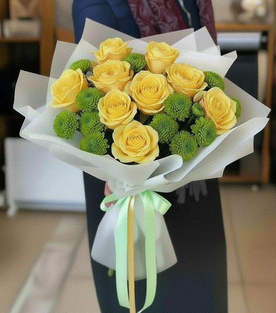 Букет цветов из: Хризантемы и Розы в Давыдково