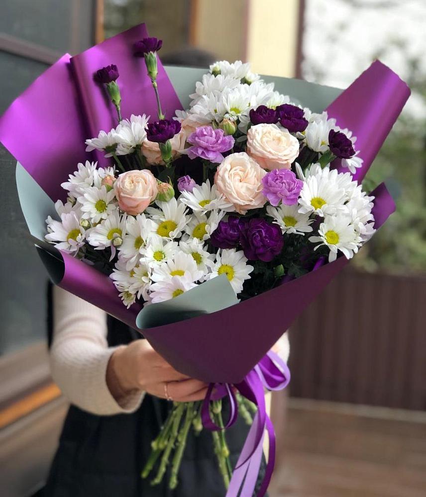 Букет цветов из: Хризантемы, Гвоздики и Розы в Давыдково