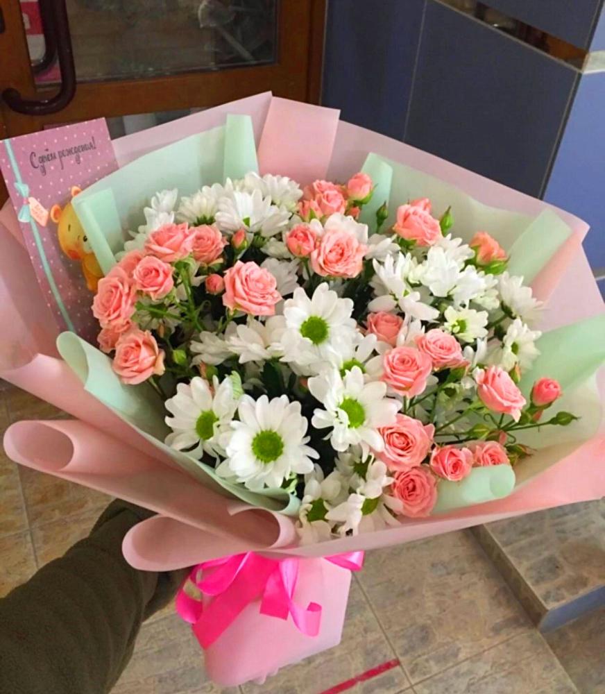 Букет цветов из: Розы и Хризантемы в Давыдково