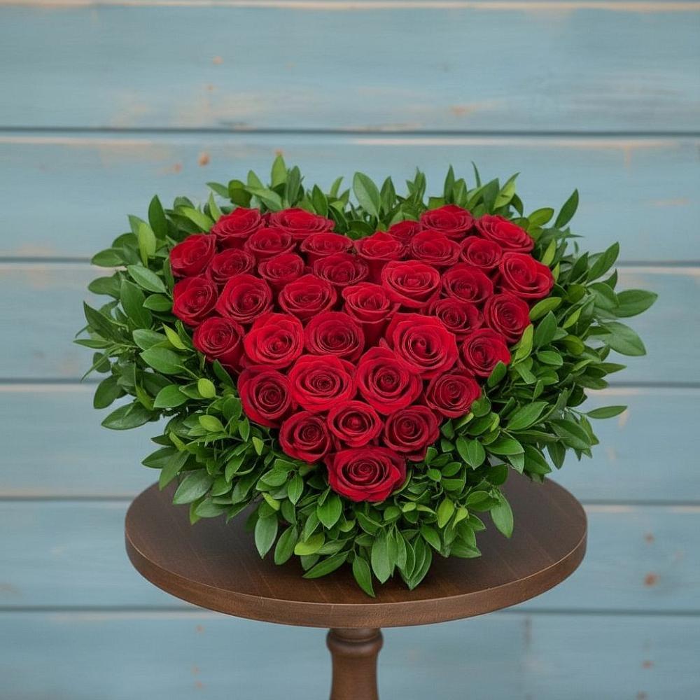 Цветочная композиция из Розы в виде сердца в Давыдково