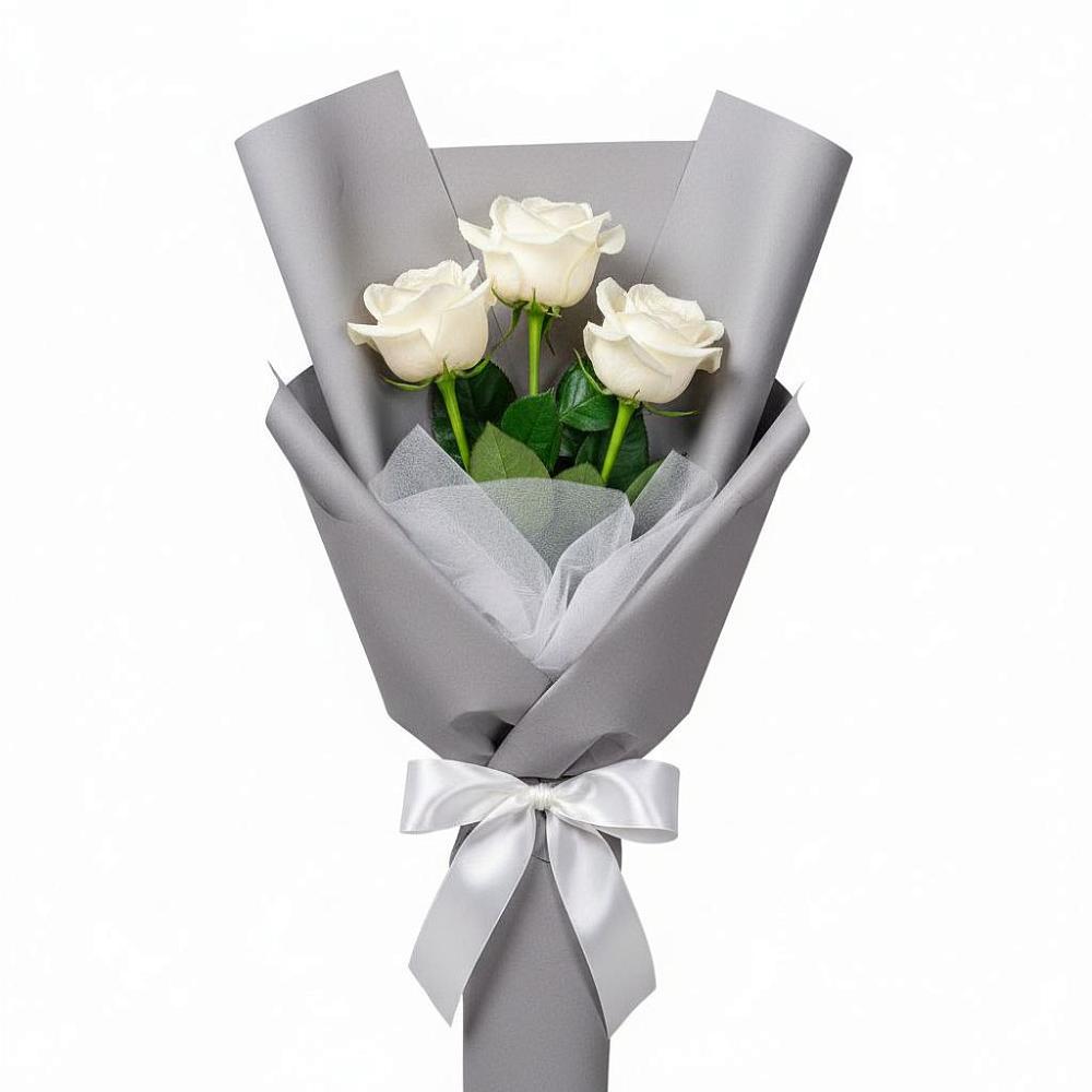 Букет 3 белые розы в Давыдково