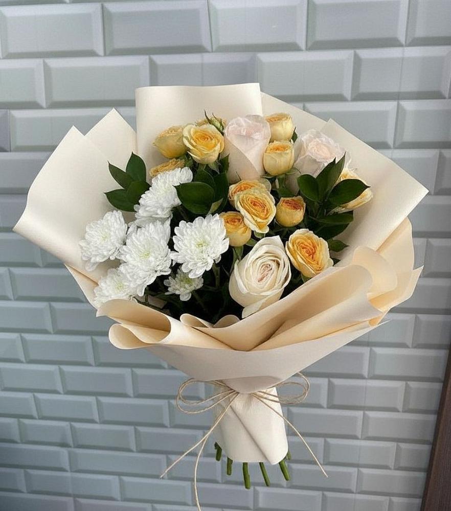 Букет цветов из: Розы и Хризантемы в Давыдково