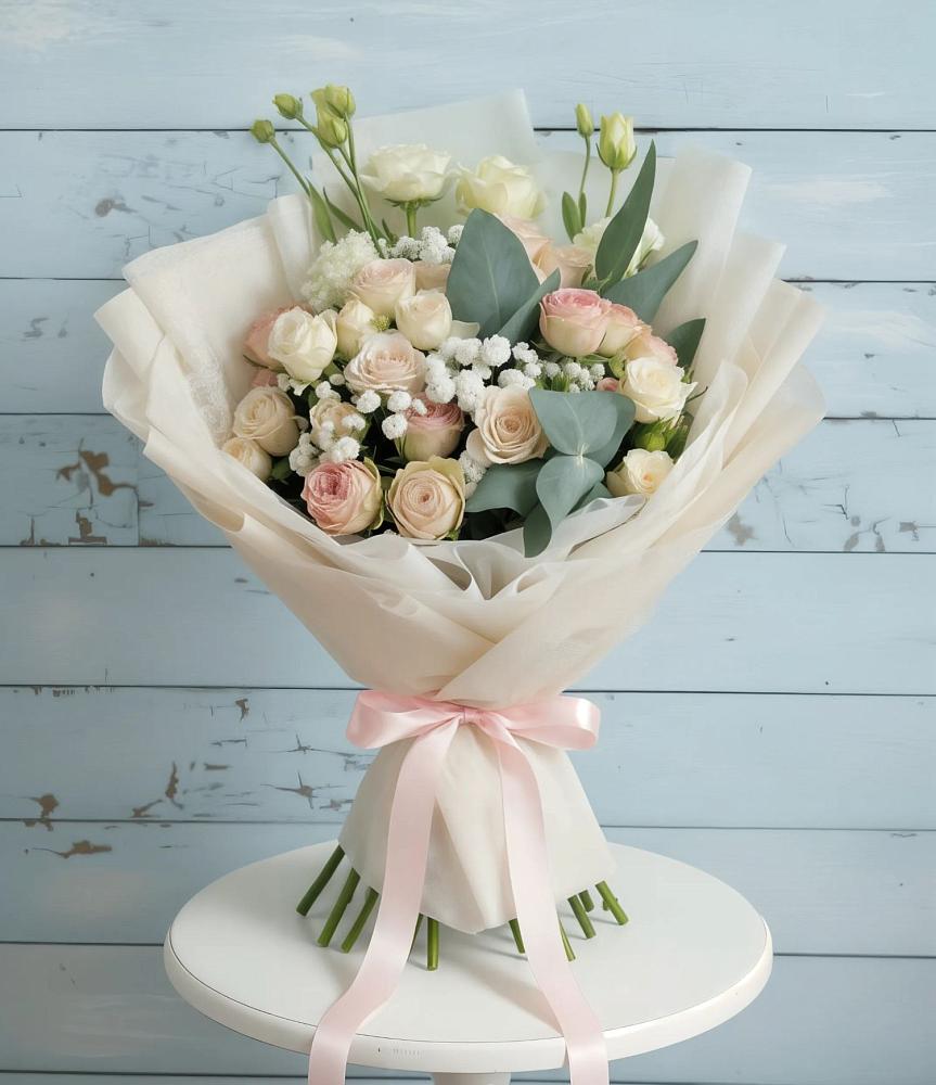 Букет цветов из: Розы и Лизиантусы в Давыдково