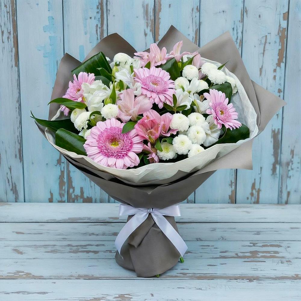 Букет цветов из: Герберы, Альстромерии и Хризантемы в Давыдково
