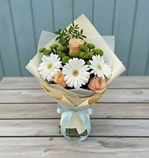 Букет цветов из:  Герберы, Розы и Хризантемы в Давыдково